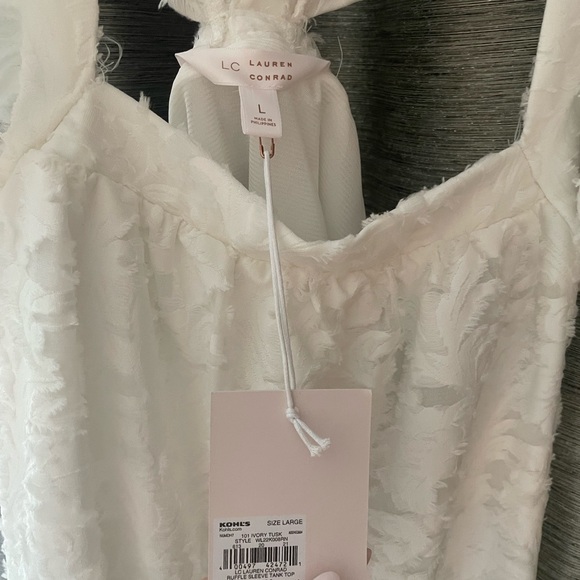 LC Lauren Conrad White tank top with Romantic Ruffle Details - Picture 3 of 3